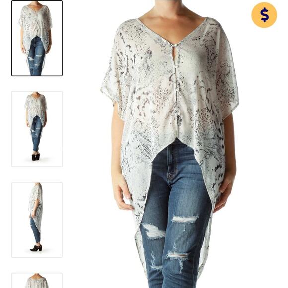 ASTR The Label Cream & Black Animal Print High‎ Low Shear Tunic Top Size S - Picture 9 of 10